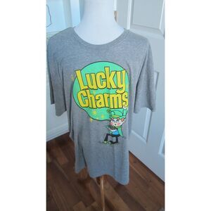 NEW  MENS  TEE LUV  GREY LUCKY CHARMS SHORT SLEEVE POLY / COTTON  TEE